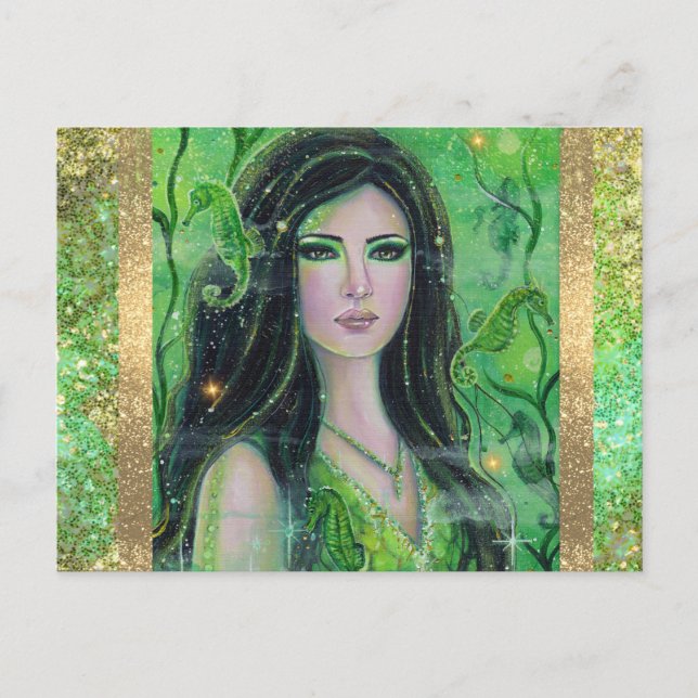 Cartes Pour Fêtes Annuelles Sirène de Green Peridot par Renee Lavoie (Devant)