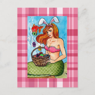 Cartes Pour Fêtes Annuelles Sirène de Pâques et son petit aide