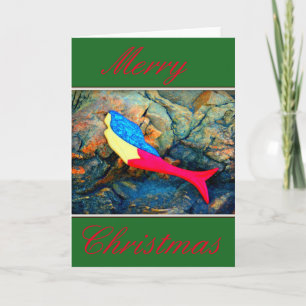 Cartes Pour Fêtes Annuelles sirène rouge et verte Joyeux Noël