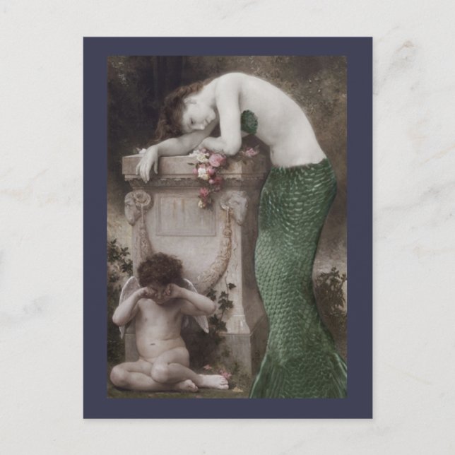 Cartes Pour Fêtes Annuelles Sirène verte avec minuscule cépée (Devant)