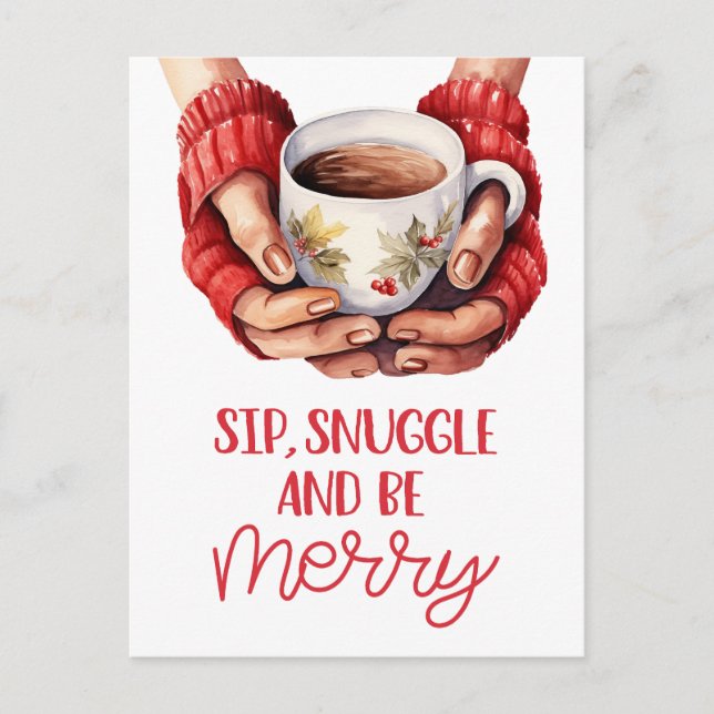 Cartes Pour Fêtes Annuelles Sirotez, serrez et soyez joyeux (Devant)