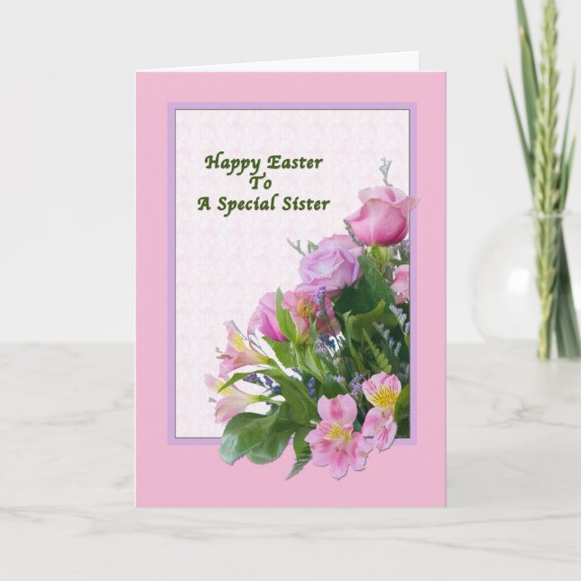 Cartes Pour Fêtes Annuelles Sister's Easter Card with Spring Flowers (Devant)