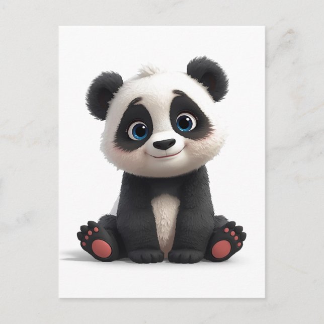 Cartes Pour Fêtes Annuelles Sitting Panda Bear Cartoon Illustration Art (Devant)