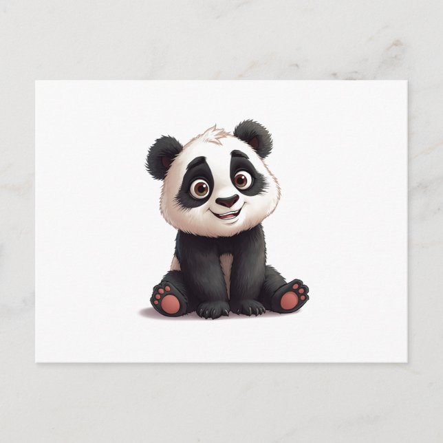 Cartes Pour Fêtes Annuelles Sitting Panda Bear Cartoon Illustration Artwork (Devant)