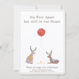 Cartes Pour Fêtes Annuelles Six Feet Apart Mignon Drôle Cerf Quarantaine Noël