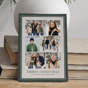 Cartes Pour Fêtes Annuelles Six photos montage simple cadre vert Noël