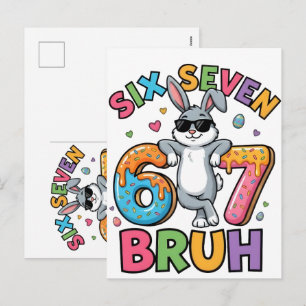 Cartes Pour Fêtes Annuelles Six Seven 67 Bruh Lapin de Pâques T-Shirt Drôle