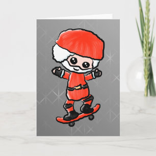 Cartes Pour Fêtes Annuelles Skateboard de Santa