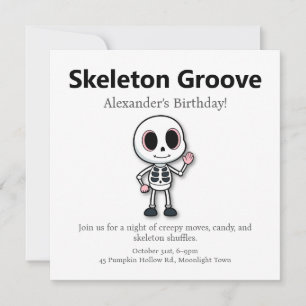 Cartes Pour Fêtes Annuelles Skeleton Fun Fête d'anniversaire d'Halloween