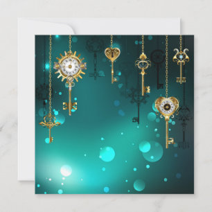 Cartes Pour Fêtes Annuelles Skeleton Keys on Green Background
