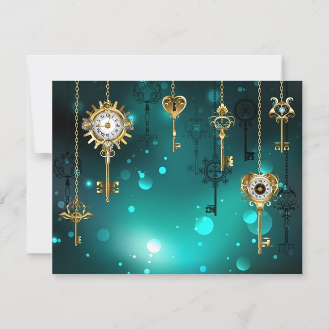 Cartes Pour Fêtes Annuelles Skeleton Keys on Green Background (Devant)