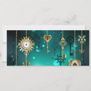 Cartes Pour Fêtes Annuelles Skeleton Keys on Green Background