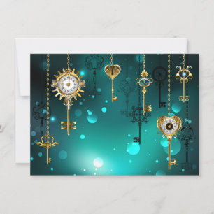 Cartes Pour Fêtes Annuelles Skeleton Keys on Green Background