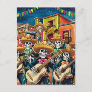 Cartes Pour Fêtes Annuelles Skeleton Mariachi Band Día de Los muertos