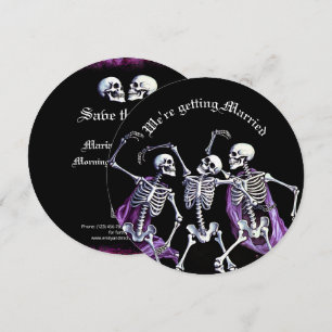 Cartes Pour Fêtes Annuelles Skeletons de danse violet gothique Enregistrer la 