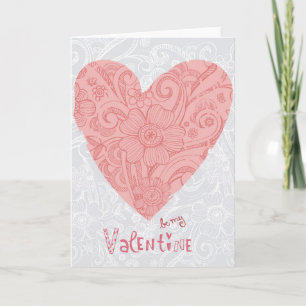 Cartes Pour Fêtes Annuelles Sketchy Valentine's Doodle Heart and Swirls