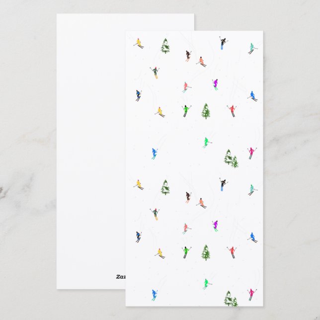 Cartes Pour Fêtes Annuelles Ski alpin d'hiver Ski Ski Ski Motif (Devant / Derrière)