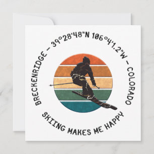 Cartes Pour Fêtes Annuelles Ski Breckenridge, Colorado - Man Skier, Texte noir