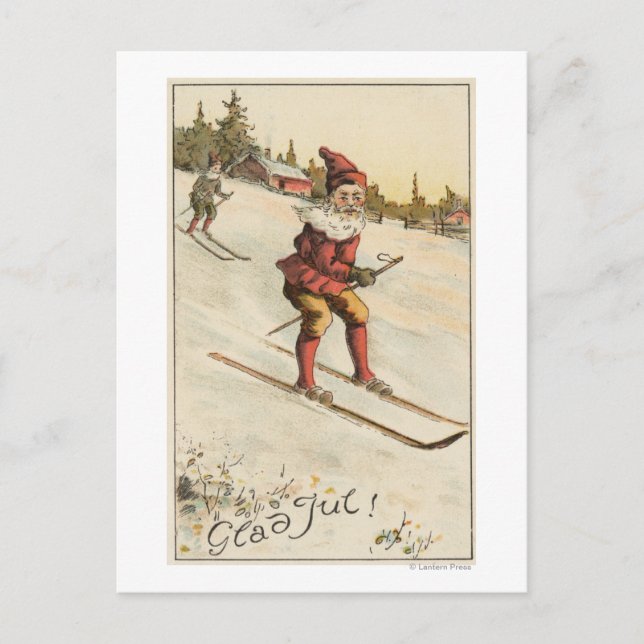Cartes Pour Fêtes Annuelles Ski de GreetingSanta de Noël (Devant)