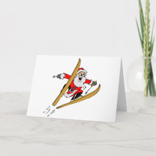 Cartes Pour Fêtes Annuelles Ski de neige Père Noël