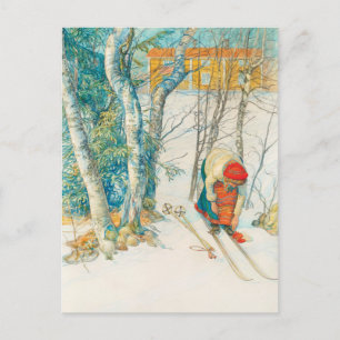 Cartes Pour Fêtes Annuelles Ski d'hiver par Carl Larsson