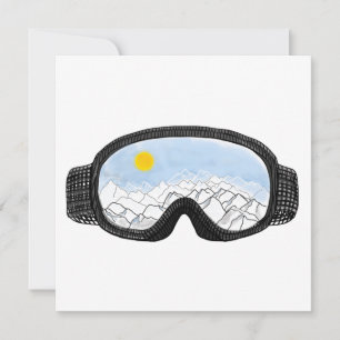 Cartes Pour Fêtes Annuelles Ski Goggles Mountain View Illustration