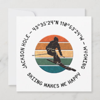Cartes Pour Fêtes Annuelles Ski Jackson Hole, Wyoming - Homme Skier, Texte noi