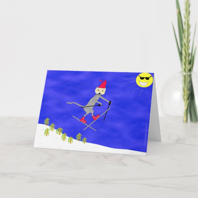 Cartes Pour Fêtes Annuelles Ski Kitty devient Big Air (Devant)