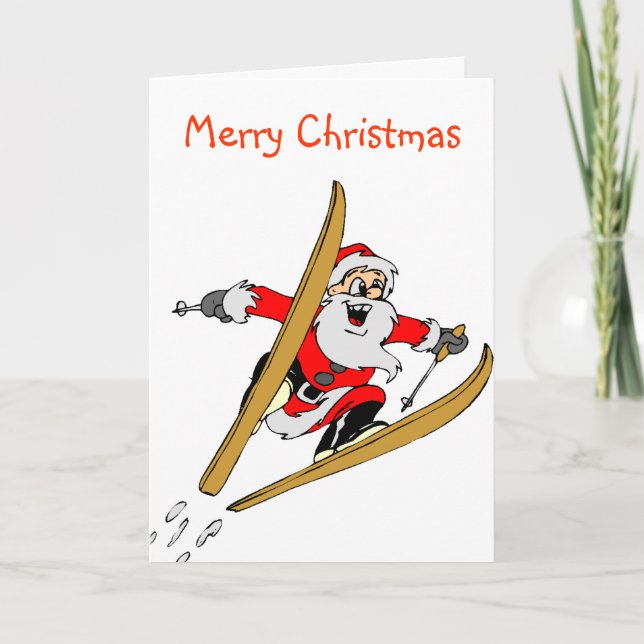 Cartes Pour Fêtes Annuelles Ski Noël Père Noël (Devant)