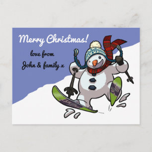 Cartes Pour Fêtes Annuelles Ski Snowman Joyeux Noël ! Carton du message