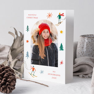 Cartes Pour Fêtes Annuelles Skieurs de fête Photo