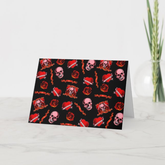 Cartes Pour Fêtes Annuelles Skully Valentine Tattoos (Devant)