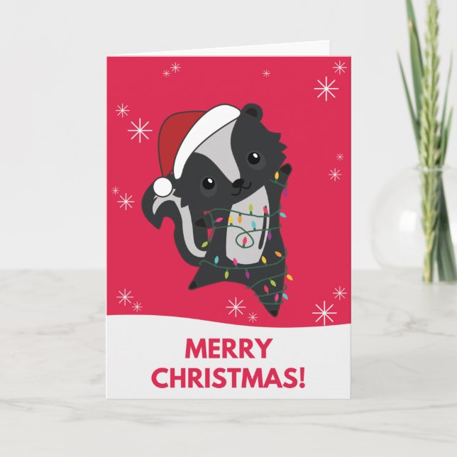 Cartes Pour Fêtes Annuelles Skunk Christmas Skunks Winter Animaux Holiday Card (Devant)