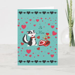 Cartes Pour Fêtes Annuelles Skunk Joyeuse Saint-Valentin Cœurs Colorés Mignons