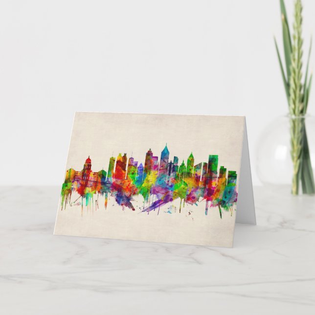 Cartes Pour Fêtes Annuelles Skyline Atlanta Georgia (Devant)
