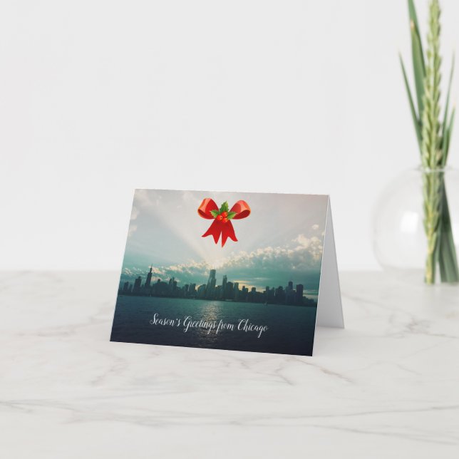 Cartes Pour Fêtes Annuelles Skyline Bonnes Fêtes Chicago Holiday Card (Devant)