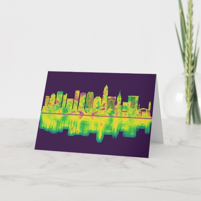 Cartes Pour Fêtes Annuelles Skyline Cleveland Ohio (Devant)