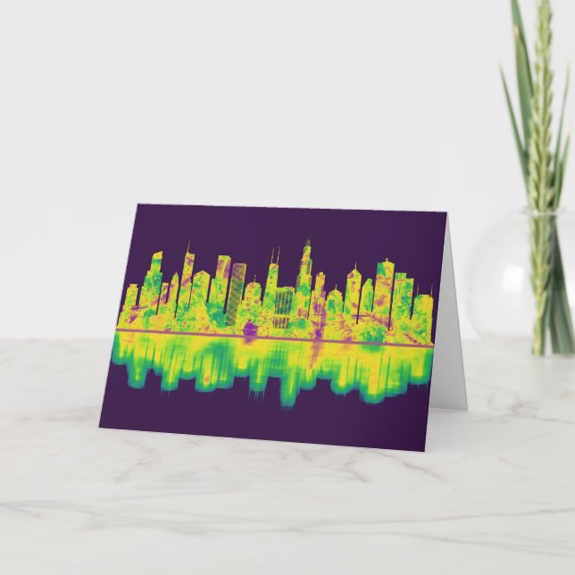 Cartes Pour Fêtes Annuelles Skyline de l'Illinois (Devant)