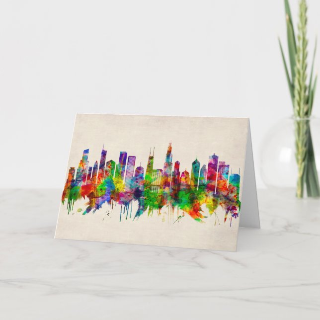 Cartes Pour Fêtes Annuelles Skyline de l'Illinois (Devant)