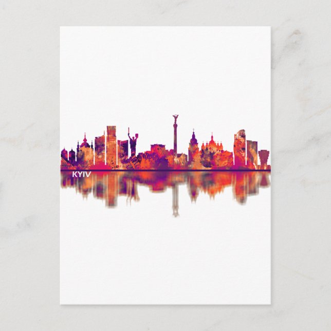 Cartes Pour Fêtes Annuelles Skyline Kiev Ukraine (Devant)