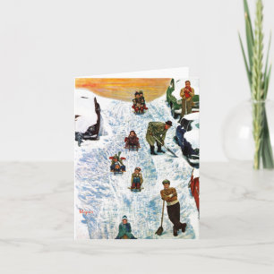 Cartes Pour Fêtes Annuelles Sledding and Digging Out
