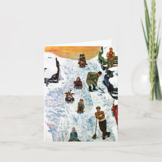 Cartes Pour Fêtes Annuelles Sledding and Digging Out