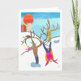 Cartes Pour Fêtes Annuelles Sledding dans le Central Park