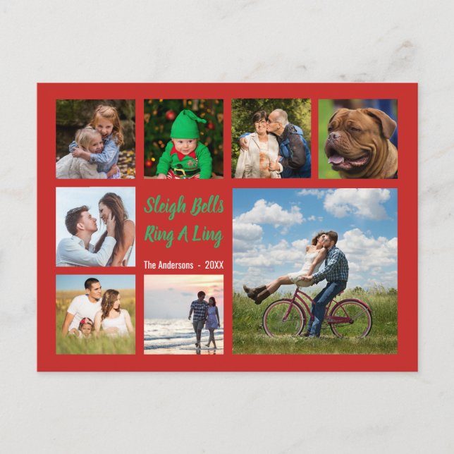 Cartes Pour Fêtes Annuelles Sleigh Bells Ring 8 Family Photo Collage (Devant)