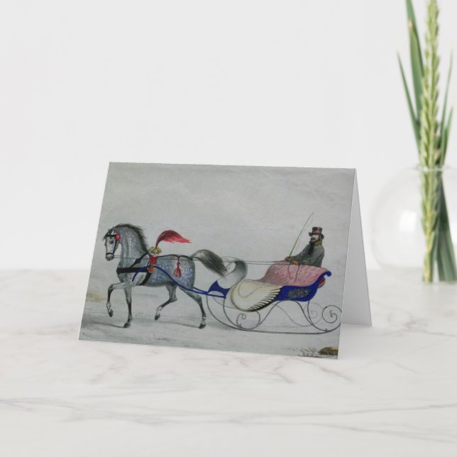 Cartes Pour Fêtes Annuelles Sleigh hippomobile (Devant)