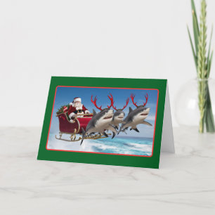 Cartes Pour Fêtes Annuelles Sleigh Propulsé De Requin