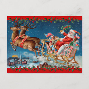 Cartes Pour Fêtes Annuelles Sleigh vintage de Père Noël