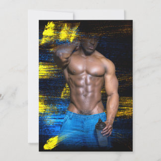 Cartes Pour Fêtes Annuelles SlipperyJoe homme noir musclé sexy torse nu