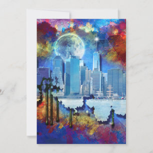 Cartes Pour Fêtes Annuelles SlipperyJoe NYC graffiti lune entourée de tourbill