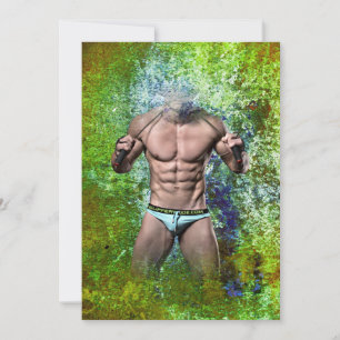 Cartes Pour Fêtes Annuelles SlipperyJoe's blanc musculaire sexy homme speedo n